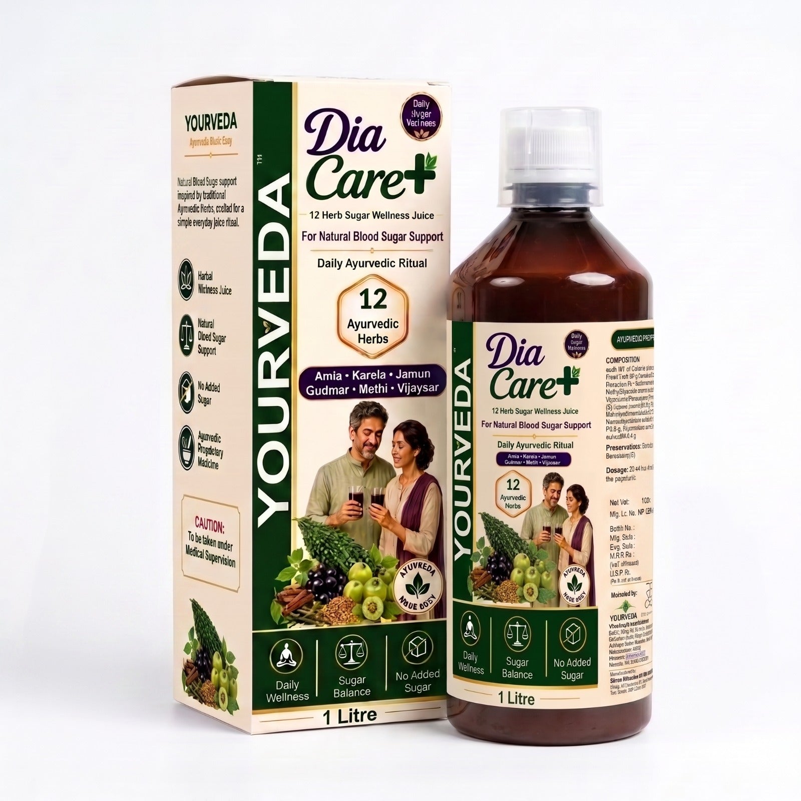 YOURVEDA Dia Care + Ayurvedic Blood Sugar Support Juice – 1 Litre