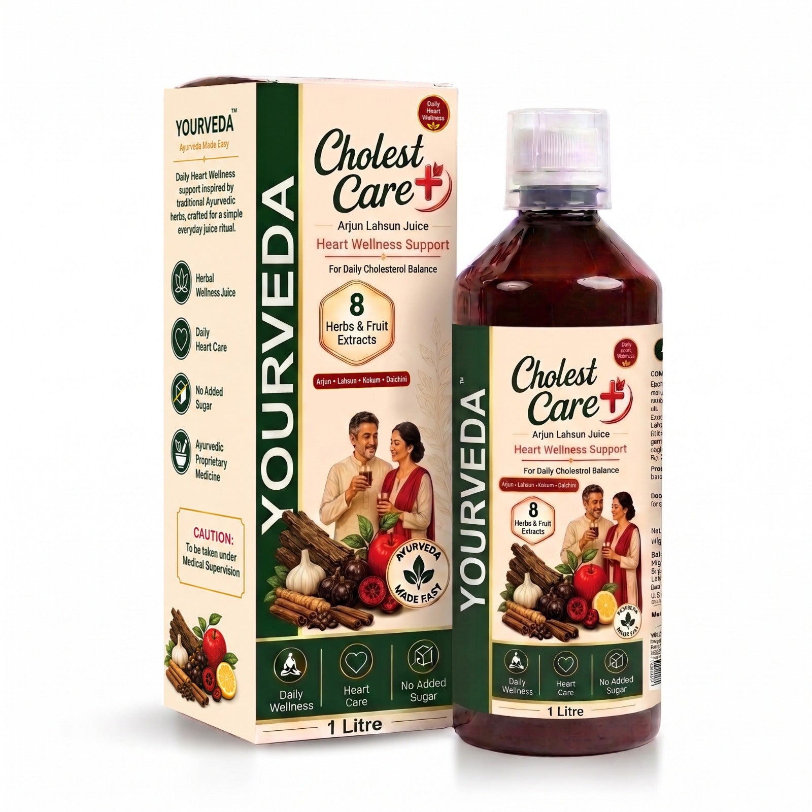 YOURVEDA Cholest Care+ Arjun Lahsun Juice for Heart Wellness & Cholesterol Balance – 1 Litre